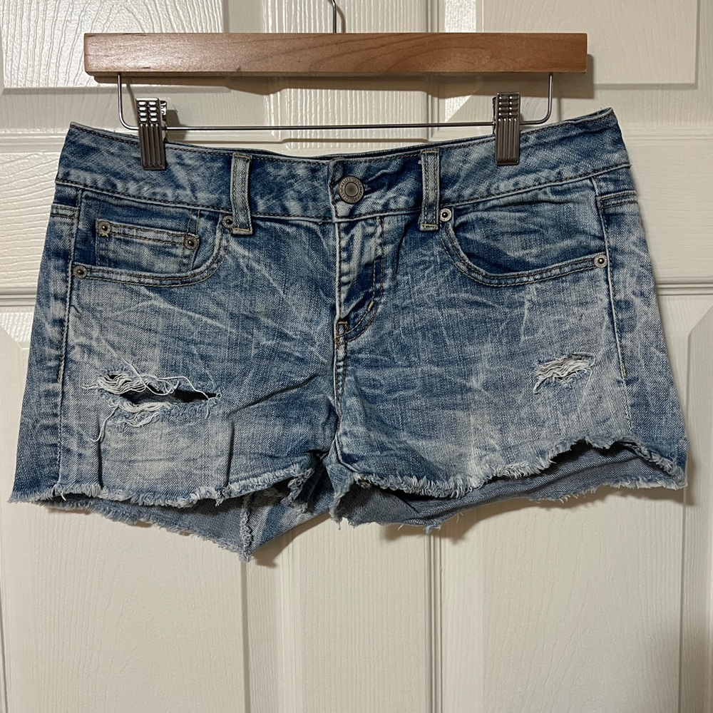 American Eagle Outfitters Light Blue Ripped Jean Shorts with Stretch